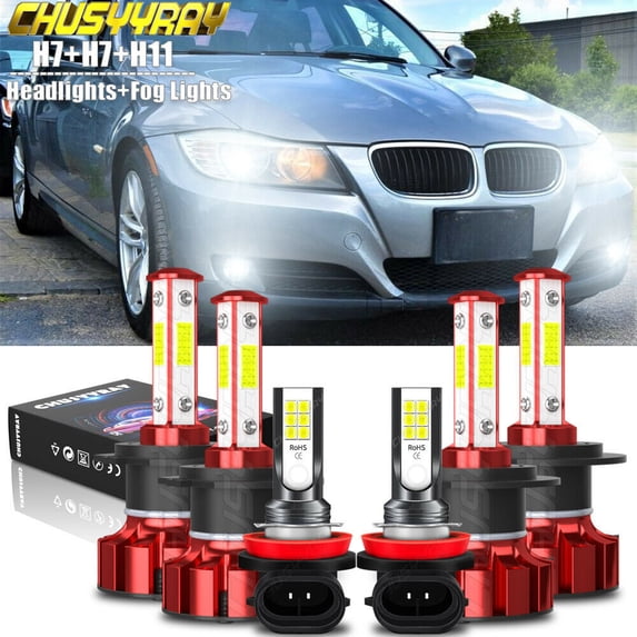 H7+H7+H11 For Hyundai Sonata 2011-2014 6000K Pack of 6 LED Headlight+Foglight Bulbs Kits