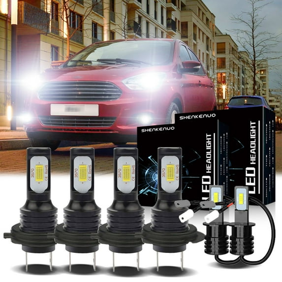 H7 Headlights for 2001 2002 2003 2004 2005 2006 Ford Ka 6500K White H7 High/ Low Beam H3 Fog light Bulbs,6pc
