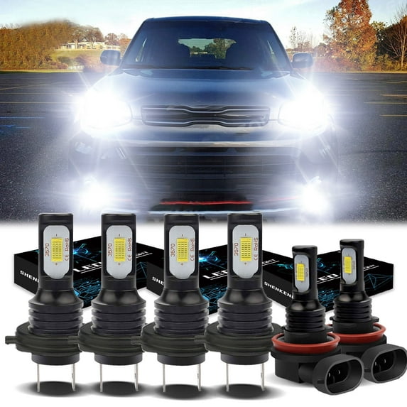 H7 Headlights for Kia Soul 2014-2019 6500K White H7 High/ Low Beam H11 Fog light Bulbs,6pc