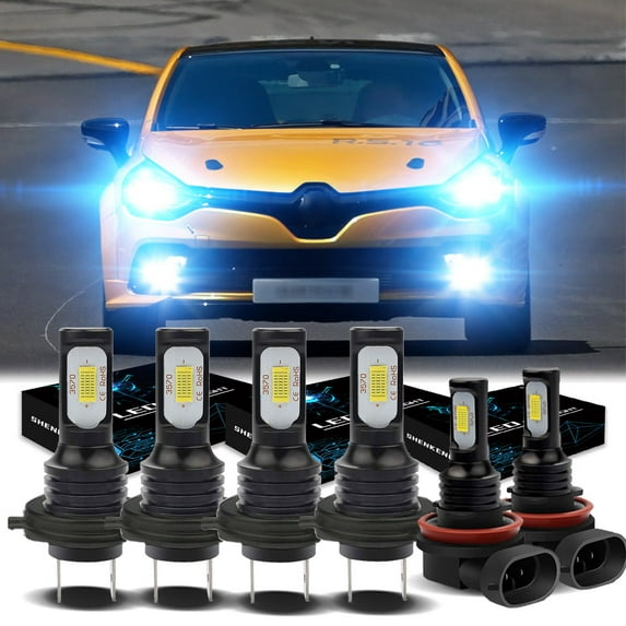 H7 Headlights for Renault Clio 2003-2006 8000K Ice Blue H7 High/ Low Beam H11 Fog light Bulbs,6pc