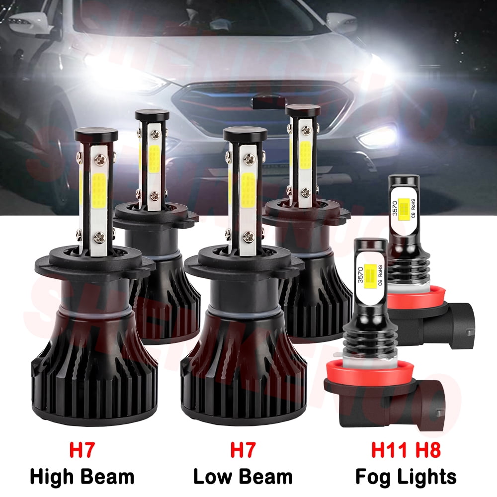 H7 High&Low Beam LED Headlights + H11 Fog Lights 6pcs for Hyundai Azera ...