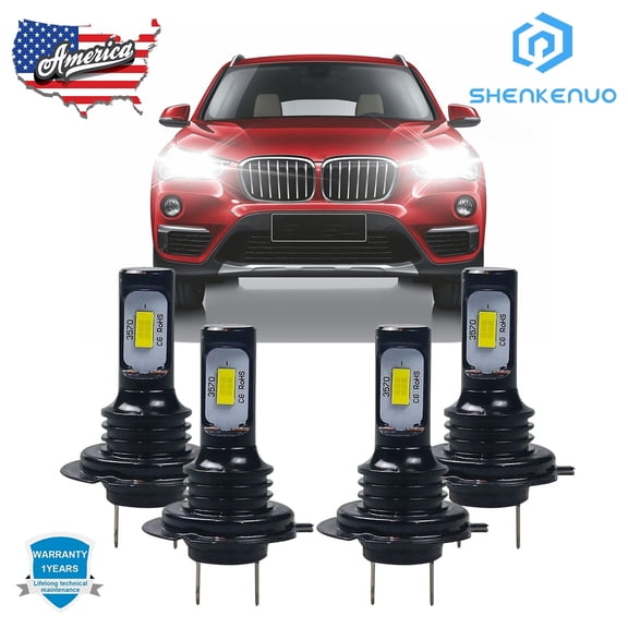 H7 LED 6000K White Headlight Bulbs High + Low Beam Upgrade Kit For BMW X1 2012-2019 4PC