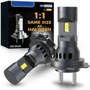 H7 LED Headlight Bulb, 6500K Cool White 350% Brighter, 11 Mini Size, Fog Lights Halogen Replacement Bulb, Pack of 2