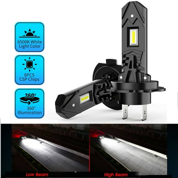 H7 LED Headlight Bulb Conversion Kit High Low Beam 65000K Super White Plug&Play