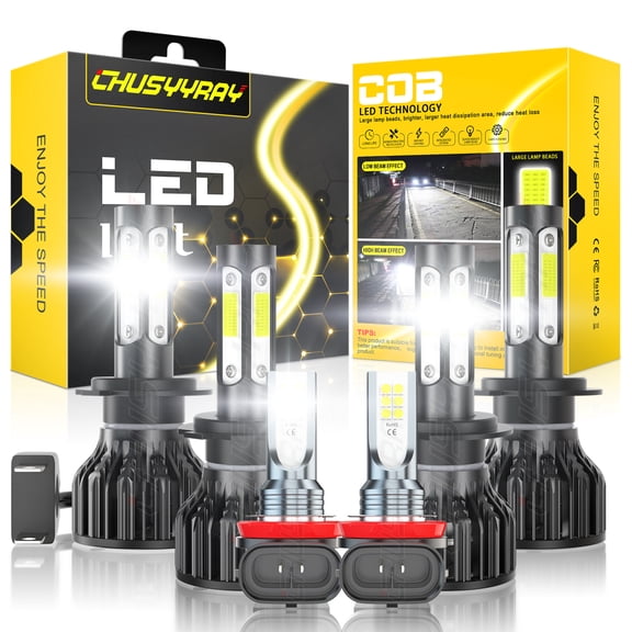 H7 LED Headlight Bulb Kit Hi/Lo Beam H8 Fog Light Bulb Kit For Hyundai Genesis Coupe 2013-2016