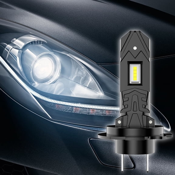 H7 LED Headlight Bulbs 6500K Cool White, 600% Brighter Than Halogen, Plug and Play Mini Size, No Adapter Required, Long Lifespan Headlamp Upgrade for Night Driving Safety