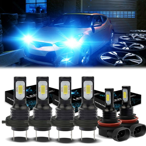 H7 LED Headlight Bulbs for 2016-2018 Hyundai Tucson 8000K Ice Blue H7 High/ Low Beam H11 Fog light Bulbs,6pc