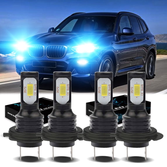 H7 LED Headlight Bulbs for 2016-2019 BMW 330i H7 LED High/Low Beam 8000K Ice Blue