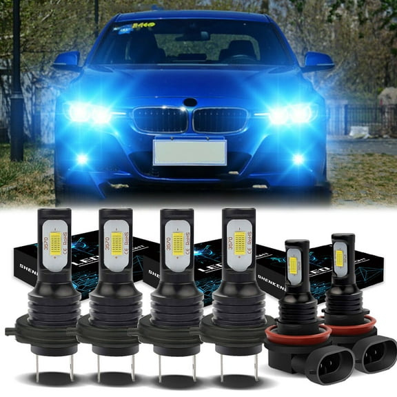 H7 LED Headlight Bulbs for BMW X1 2010-2019 X3 2004-2014 8000K Ice Blue H7 High/ Low Beam H11 Fog light Bulbs,6pc