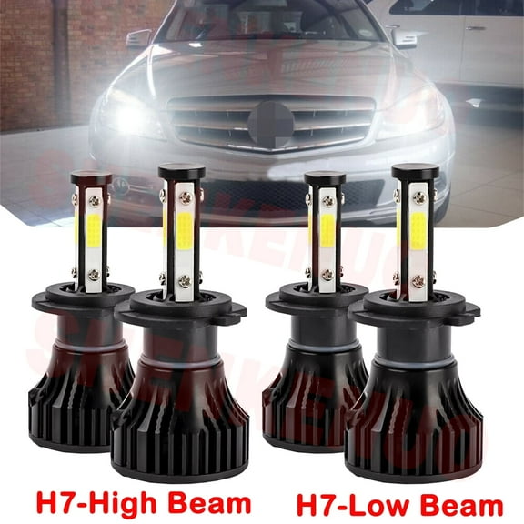 H7 LED Headlight Bulbs for Mercedes-Benz C250 2010 2011 2012 2013 2014 2015 2016 2017 2018 High&Low Beam 4pcs