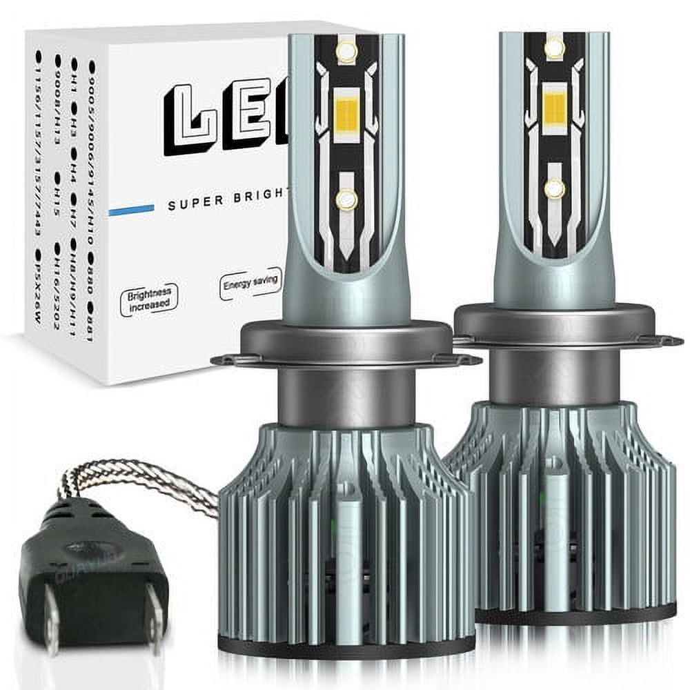H7 LED Headlight Bulb Conversion Kit - 8000LM 6000K White High/Low Beam, 100W, 2 Bulbs With 5-Year Warranty