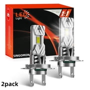 SINGOMON Newest H7 Bulb, 30,000LM 800% Brightness, 6500K White Super Bright, 11 Halogen Size, 6500 Cool White H7 Fog Light, No Adapter Required, Easy to Install, Non-Polarity, 2-Pack