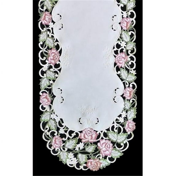 H7538-RS Victorian Rose & Pink Oval Runner- 16 x 36 in.