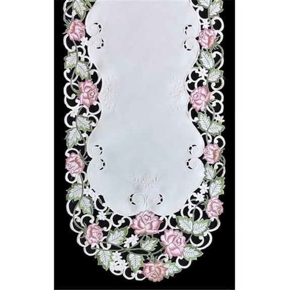 H7538-RS Victorian Rose & Pink Oval Runner- 16 x 36 in.