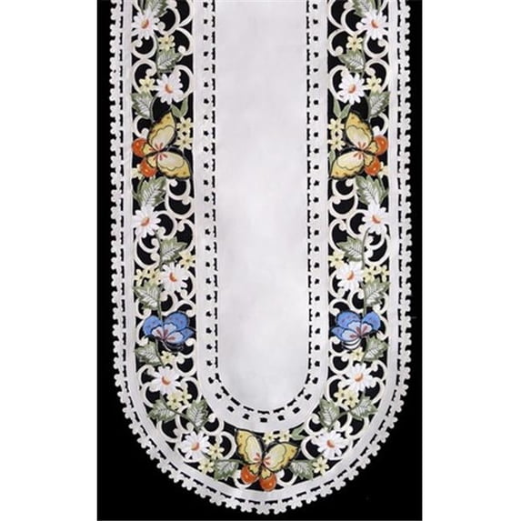 H7854-E Multicolor Butterfly Oval Runner, 16 x 72 in.
