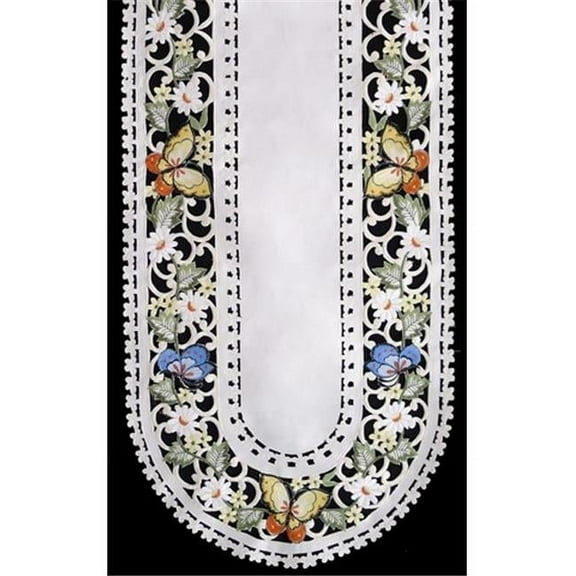 H7854-E Multicolor Butterfly Square Table-Topper- 36 x 36 in.