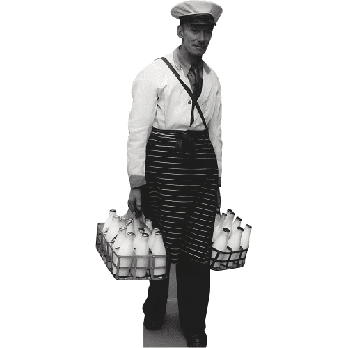 H81015 1900s Milk Man Glass Bottle Delivery Cardboard Cutout Standee Standup