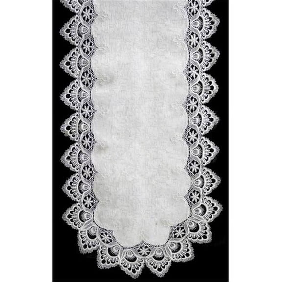 H8139-F1 White Lace Oblong Table Cloth- 68 x 90 in.