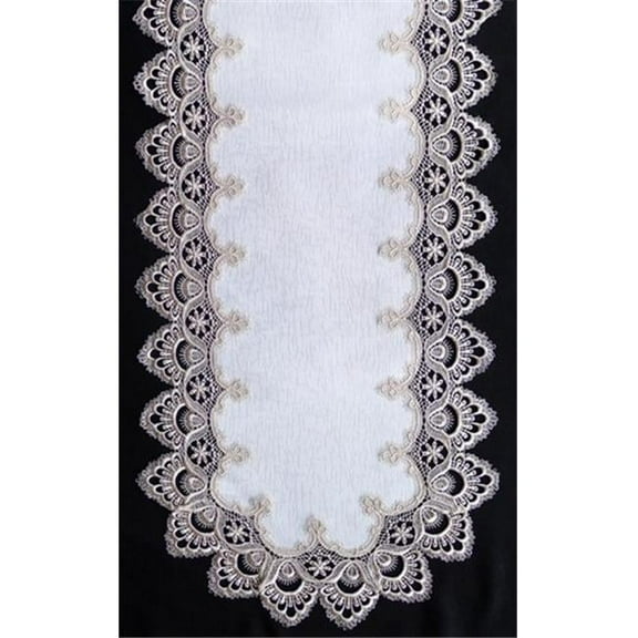 H8139-F2 Gold Lace Oval Runner, 14 x 28 in.