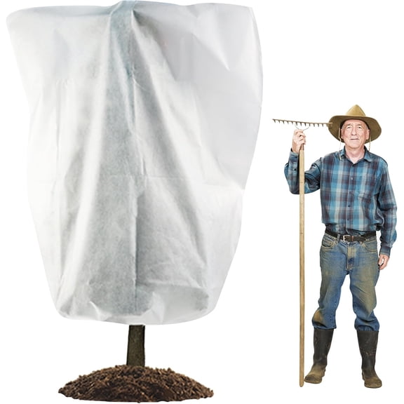 H84 x W72 Plant Covers Freeze Protection - Shrub Cover, Winter Tree Cover with Drawstring for Season Extension & Frost Protection, White
