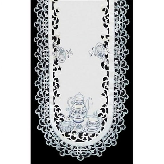 H8513 Delft Blue Tea Oval Runner, 16 x 45 in.