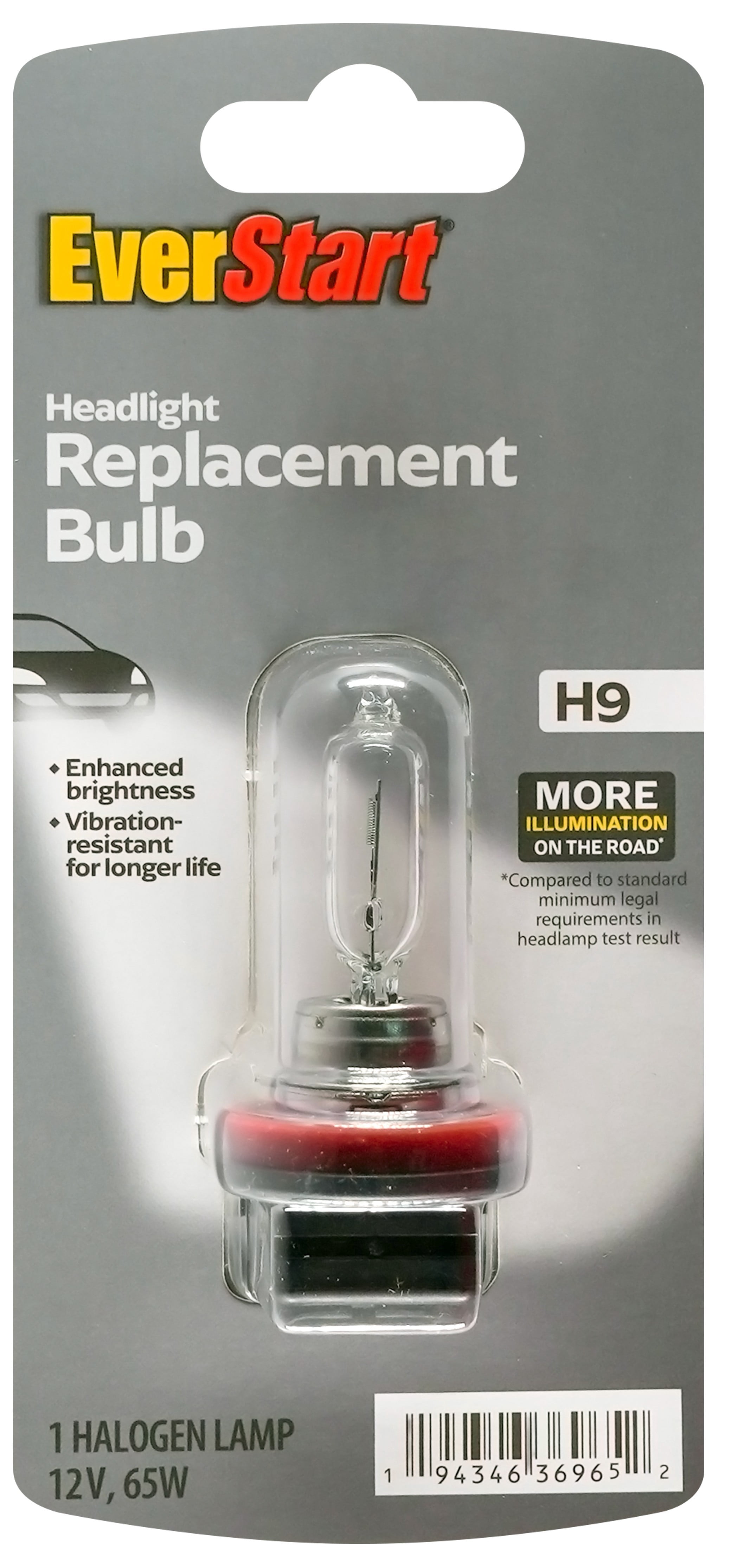 EverStart H9 Halogen Headlight Bulb, 1 pack, Compatible with Multiple Cars