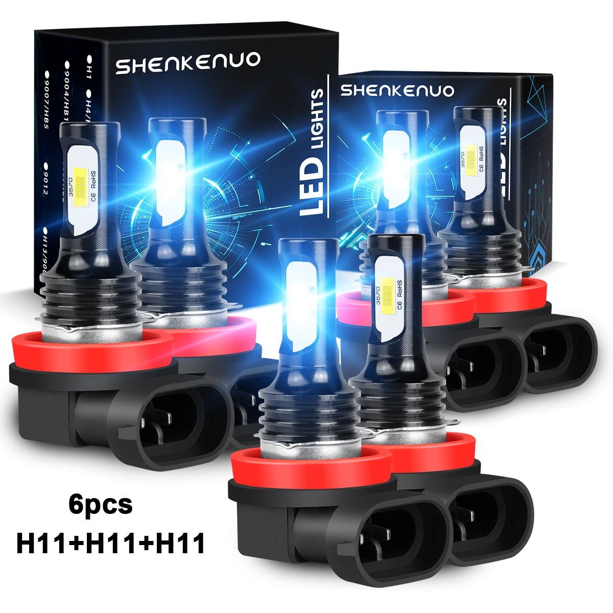 Super Bright H8 H9 H11 LED Headlight Bulb Kit HIGH/LOW Beam Light 8000LM  8000K Ice Blue 80W - AliExpress