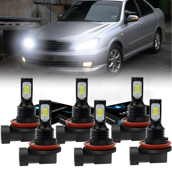 H9 H11 High/Low Beam LED Headlight and H11 Foglight Bulbs for Nissan Sentra 2016 2017 2018 2019 6000K White,6pc