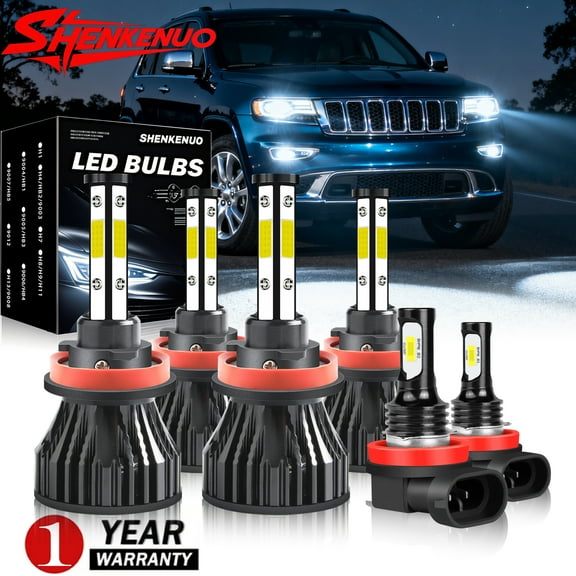 H9 H11 High&Low Beam for Jeep Grand Cherokee 2018 2019 2020 LED Headlights Fog Lights 6pcs
