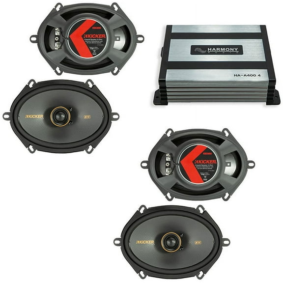 HA-A400.4 4-Ch 800W Sub Amp & Kicker 47KSC6804 6x8" 300W Peak Range Speakers