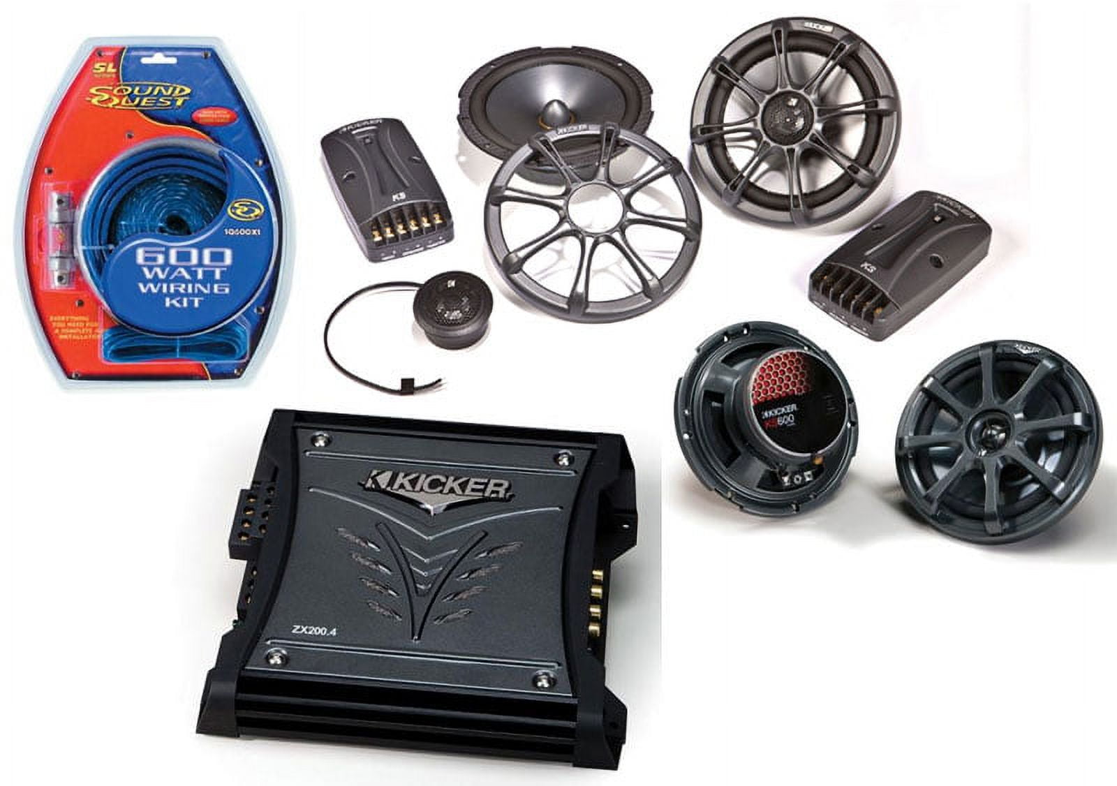 HAA400.4 800W Sub Amp, Kicker 46CSC54 5 1/4" Speakers & 35W Coaxial
