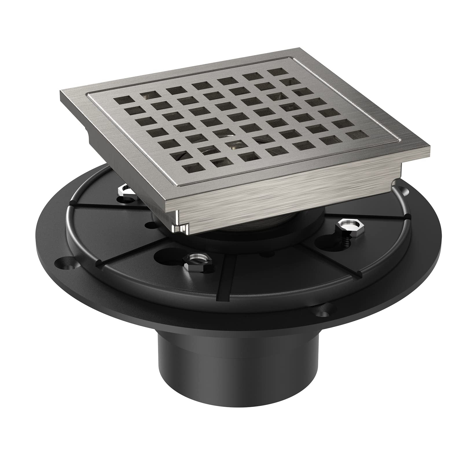 4 Inch Brushed Nickel Stainless Steel Square Shower Drain