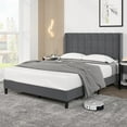 thumbnail image 1 of HA-EMORE Bed Frame with Headboard, Upholstered Bed Frame Queen Size with Tufted Headboard and Wingback, No Box Spring Needed, Easy Assembly, Strong Wood Slat Support, 1 of 9