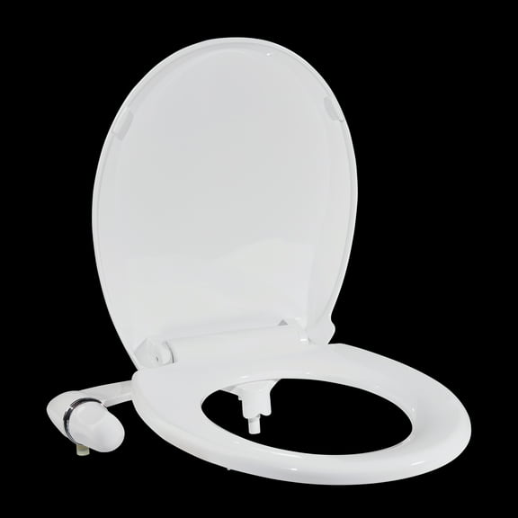 HA-EMORE Bidet Toilet Seat with One Water Outlet Rod Adjustable Water Pressure Fresh Water Bidet Toilet Seat Attachment 17"/19" White