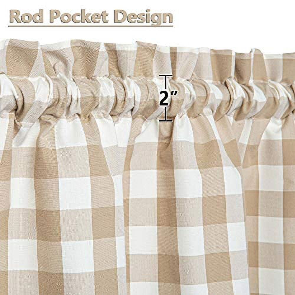 HAEMORE Buffalo Check Cafe Curtains, Plaid Cotton Blend Farmhouse