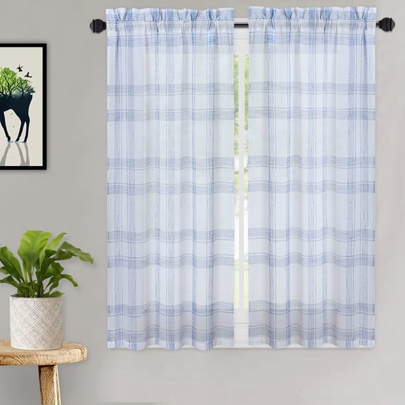HA-EMORE Buffalo Plaid Tier Curtains Gingham Pattern Rod Pocket Short Window Curtains for Kitchen Cafe Curtains Half Window Bathroom Window Curtains