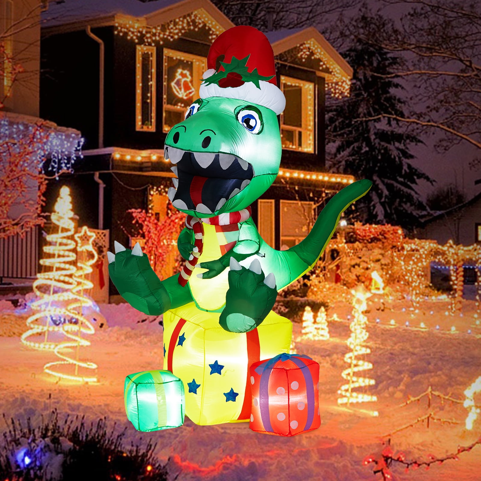HAEMORE Christmas Inflatable Tree Blow Up with Multicolor LED Lights
