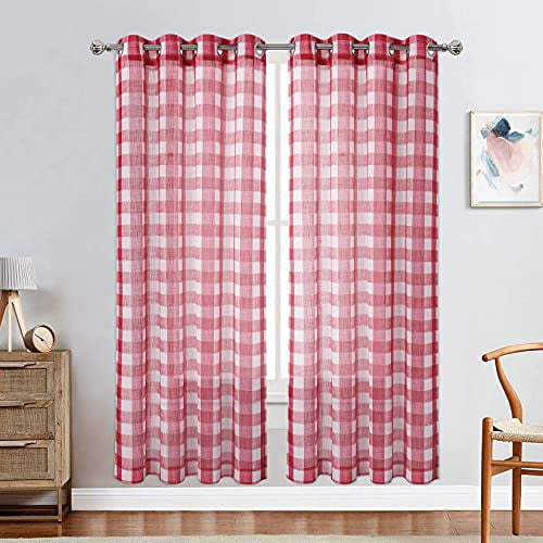 HA-EMORE Farmhouse Curtains, Rustic Buffalo Check Curtain Drapes Long ...