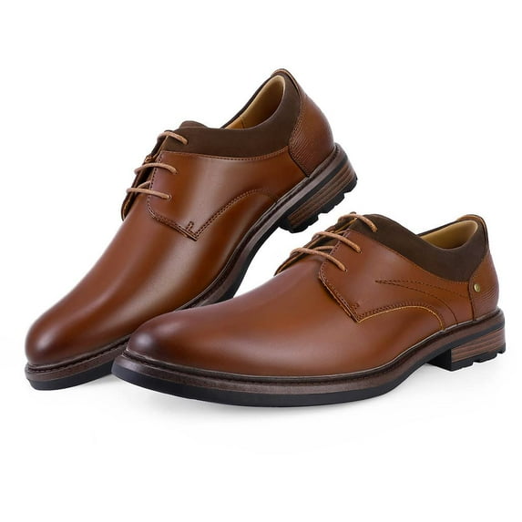 HA-EMORE Men  Oxford Shoes Business Dress Shoes Men Lace Up Vintage Leather Shoes Business Casual Shoes RoundToe Leather Shoes