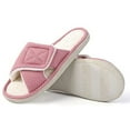 thumbnail image 1 of HA-EMORE Womens Adjustable Arch Support House Slippers Fuzzy Plush Open Toe Slippers Comfy Memory Foam Bedroom Indoor Slippers, 1 of 7