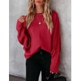 thumbnail image 1 of HA-EMORE Womens Crewneck Long Sleeve Pullover Sweaters Solid Color Cable Knit Casual Loose Fit Chunky Sweater Tops, 1 of 5