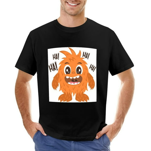 HA! HA! HA! HA! Men’s T-Shirt 100% Cotton Casual Short Sleeve Tops Gift Tee Black L