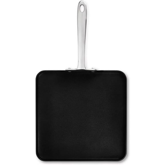 HA1 Hard Anodized Nonstick Griddle 11x11 Inch Oven Broiler Safe 500F, Lid Safe 350F Pots and Pans, Cookware Black