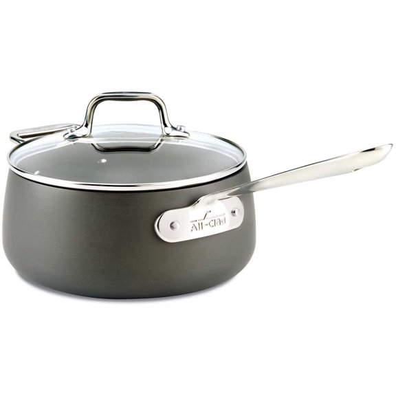 HA1 Hard Anodized Nonstick Sauce Pan 3.5 Quart Induction Oven Safe 350F Pots and Pans, Cookware Black