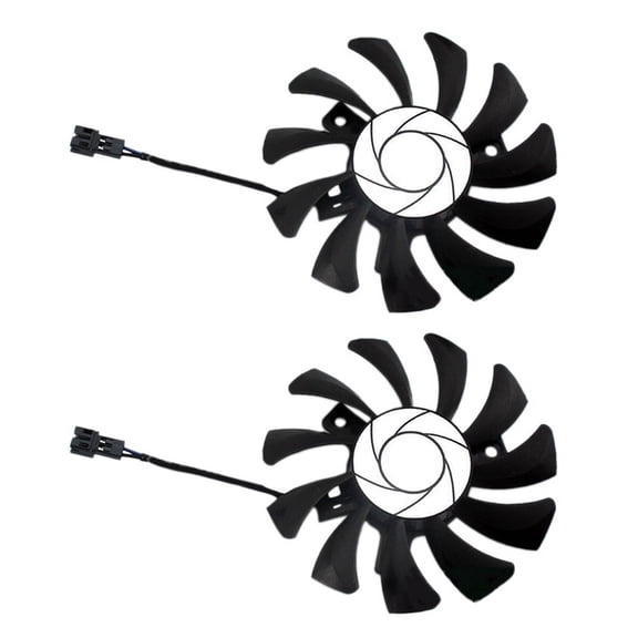 HA8010H12F-Z 75MM 2Pin GTX1050Ti GPU Cooler DUAL Fan for GTX 1050Ti GTX-1050-Ti-4GT-OC(2Pcs),2 x graphics card fan,Black & White