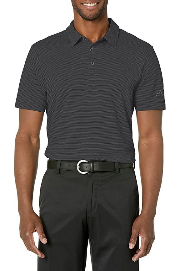 HA9165 Adidas Men's Ottoman Stripe Polo Shirt Black/Grey Six S