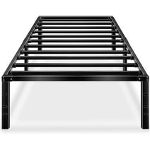 HAAGEEP Twin Platform Bed Frame 18" Tall, No Box Spring Needed with Storage, Black Metal