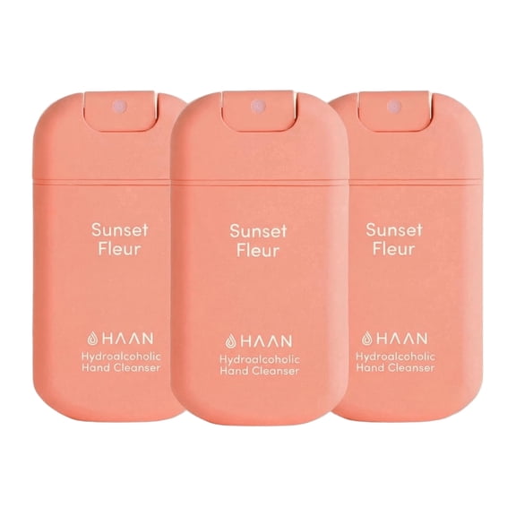 HAAN Hand Cleanser, Travel Size Cleanser, Sunset Fleur, 3 pc