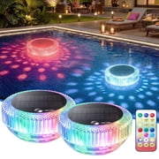 HAARAY 2-Pack Solar Floating Pool Lights with Remote, 5.5in RGB Color Changing LED, IP68 Waterproof for Inground Pool Hot Tub Pond Party Decor