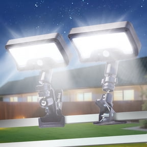 HAARAY Clip-On Solar Light Outdoor, Motion Sensor Security Flood Light, USB Charging and Solar Powered Fence Lights for Yard, Deck, Gutter, Camping, 3 Mode Settings, IP65 Waterproof, 2 Pack